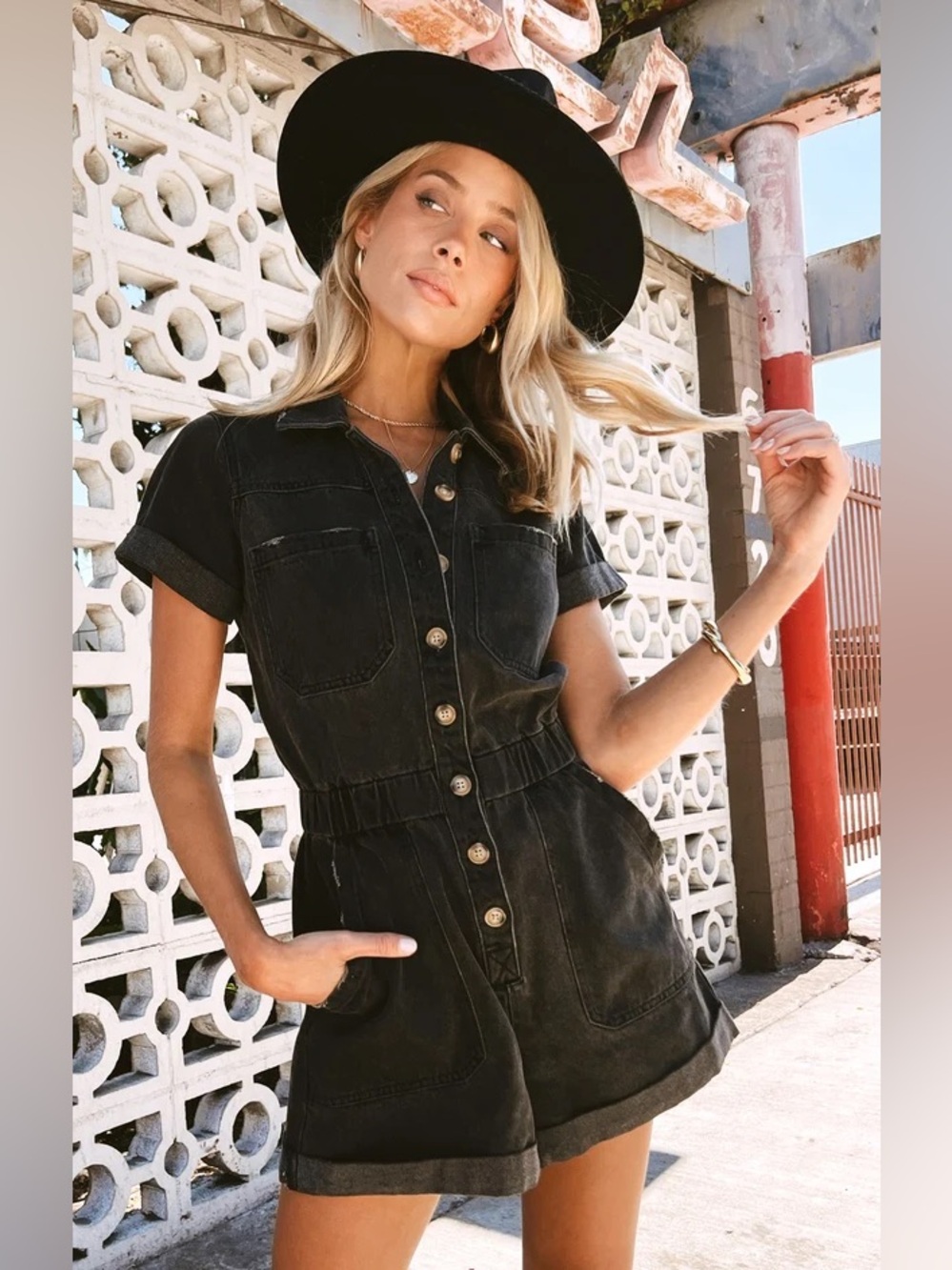 Show Me Your Mumu Cannon Romper - Washed Black
